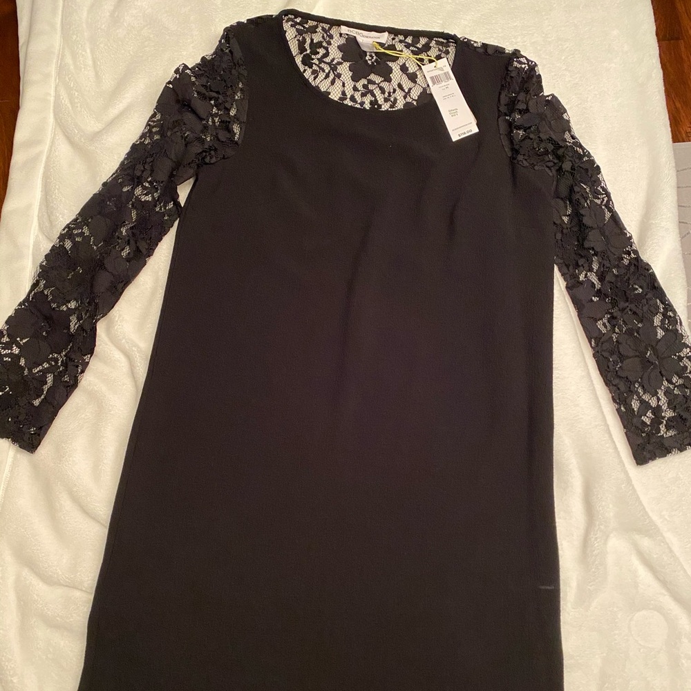 BCBG black dress with lace back
